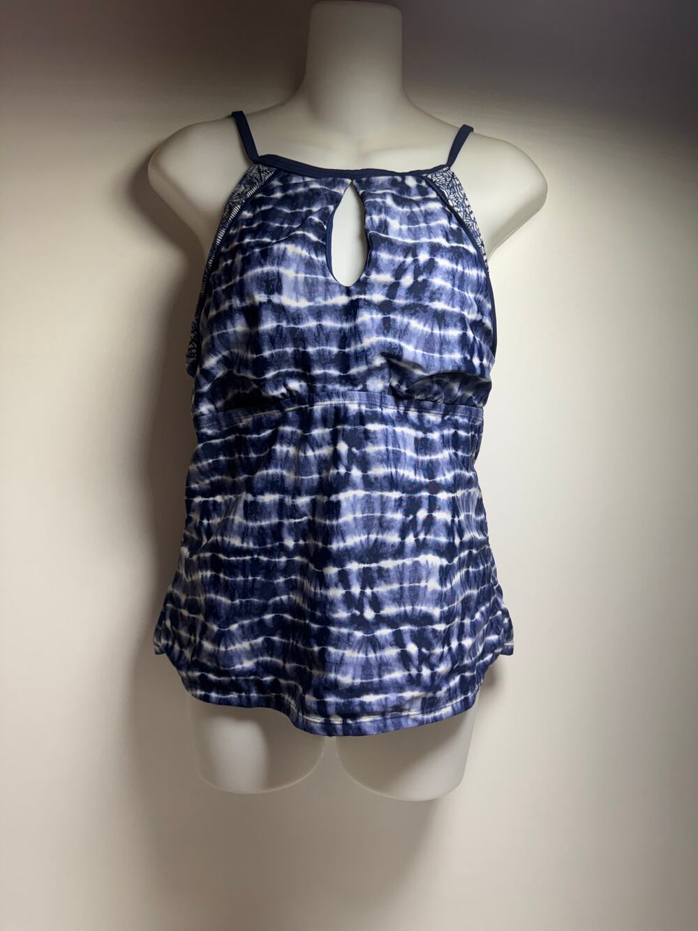 Ellen Tracy Two Piece Bathing Suit Blue Tye Dye Beach Summer